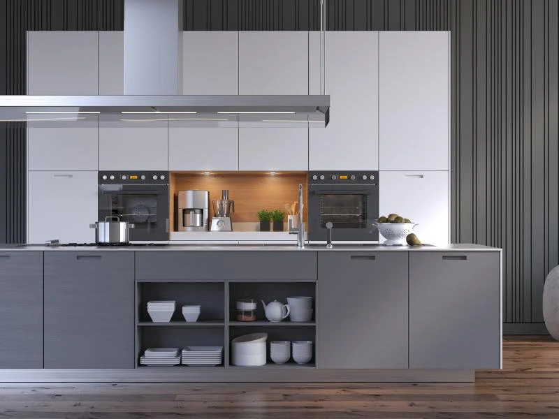 armarios cocina modular gris