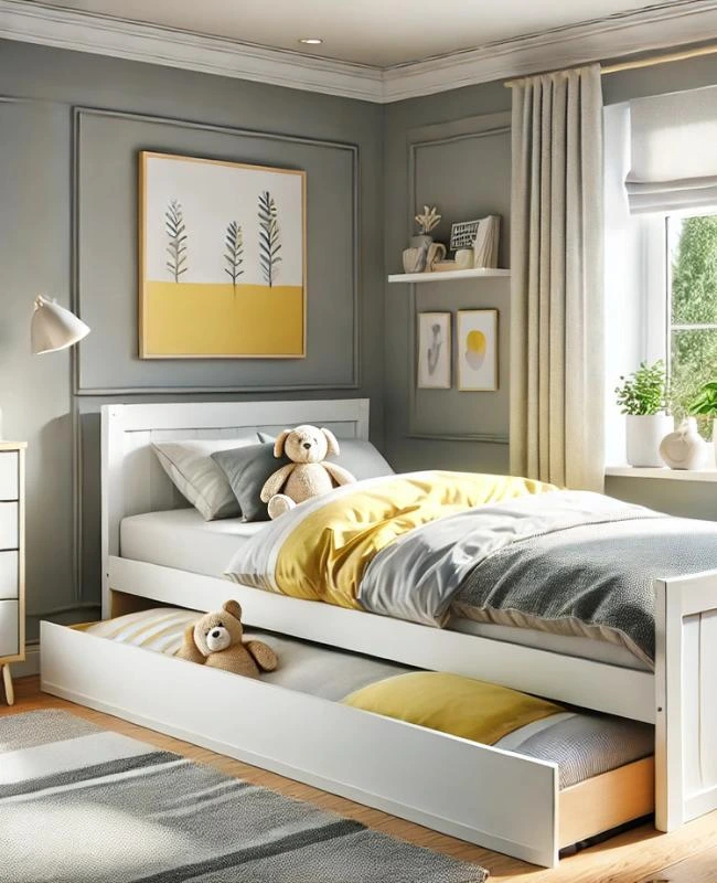 cama nido infantil blanco amarillo