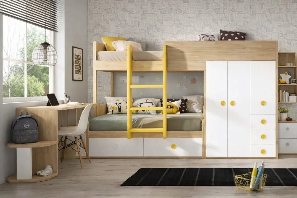 litera con armario infantil