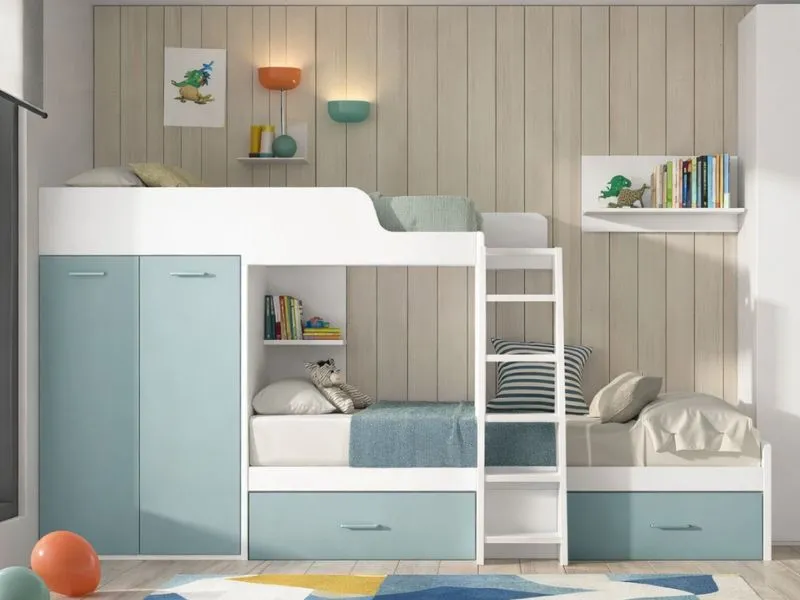 litera infantil tren y armario