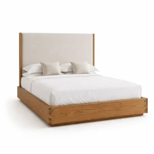 cama matrimonio madera con cabecera tapizado